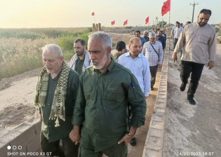 گزارش تصویری/ بازدید دستیار و مشاور عالی فرمانده معظم کل قوا از یادمان شهدای عملیات کربلای ۴ (علقمه)